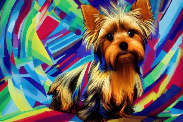 Colorful Background Parti Yorkies Photo